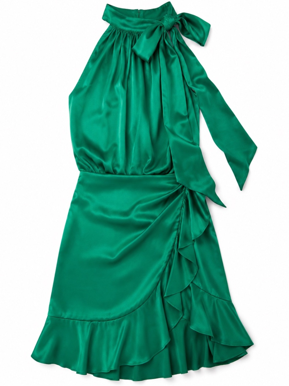 Bardot Etta Sleeveless Satin Green Dress Size Medium - Picture 4 of 5
